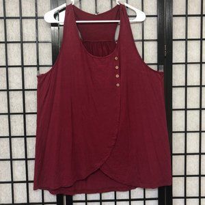 Le Vonfort Soft Burgandy Racer back tank Flowy Stretch 2X Plus Size NWT B3